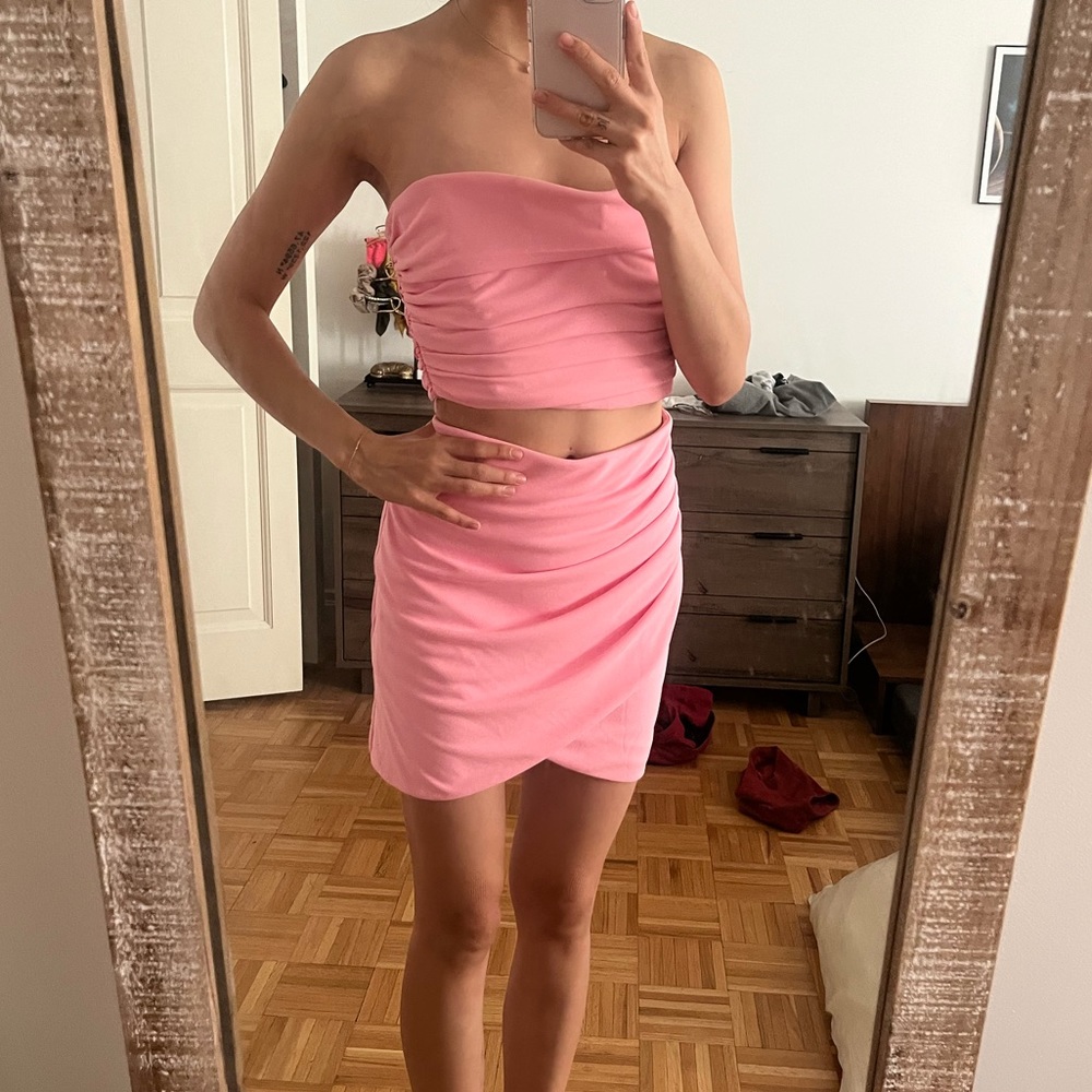 Zara bustier crop top in bubblegum pink, never worn, new quality, size S
